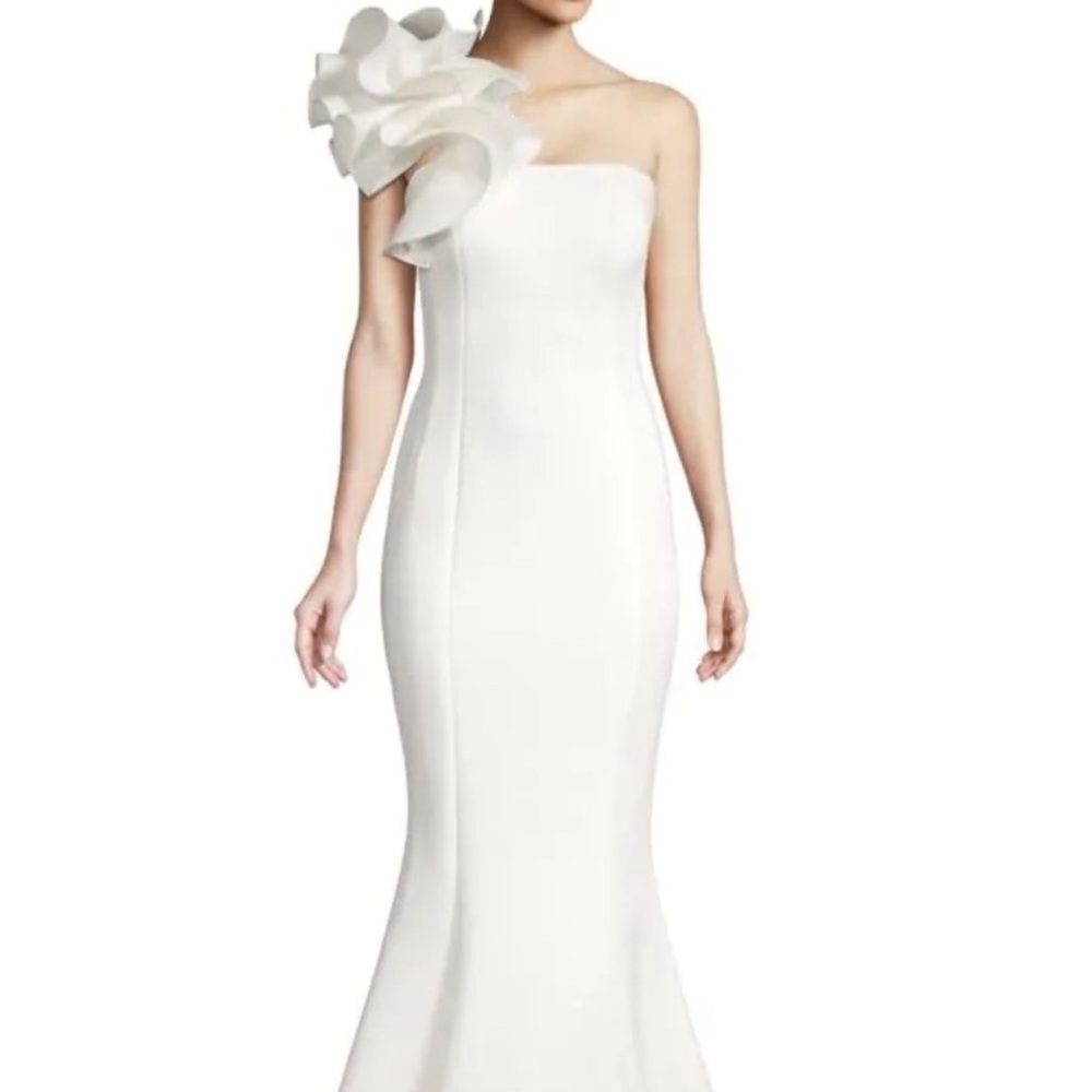 Jovani - 63994 One Shoulder Ruffle Sleeve Mermaid Evening Gown